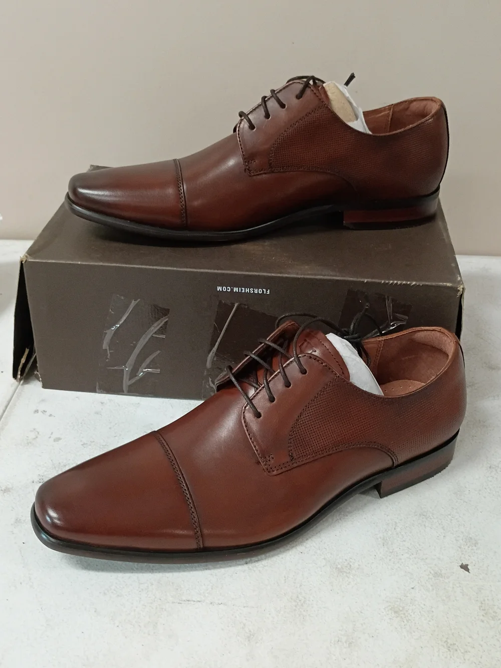 Florsheim Men's Chestnut Brown Cap-Toe Lace-Up Oxfords